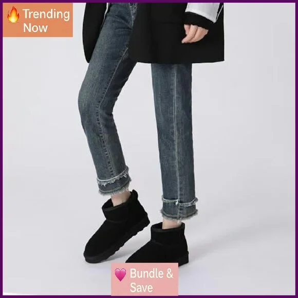Women's Genuine Suede Winter Boots Water Resistant Faux Fur Lined Memory Foam